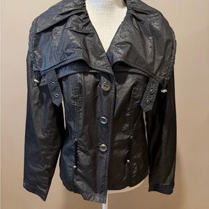 Tribal Shiny Black Utility Jacket for Women